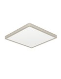 Plafonnier LED carré en saillie, nickel mat, FUEVA 6, 390 x 390 mm, 17,5 W, 2800 lm, CCT (2700K-4000K-6500K), IP20