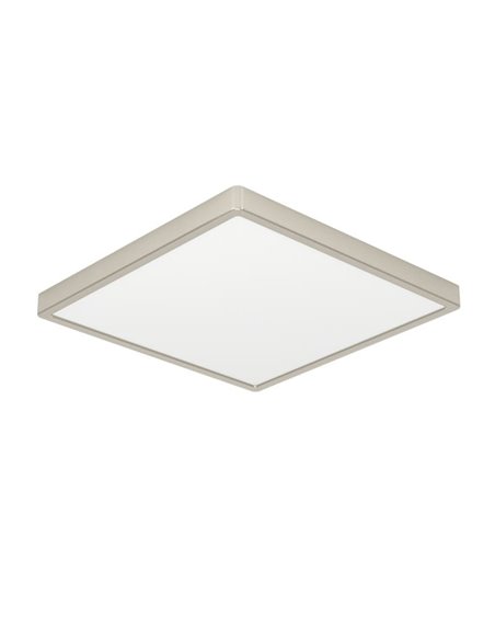 Plafonnier LED carré en saillie, nickel mat, FUEVA 6, 390 x 390 mm, 17,5 W, 2800 lm, CCT (2700K-4000K-6500K), IP20