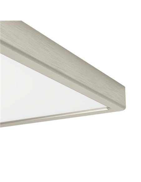 Plafonnier LED carré en saillie, nickel mat, FUEVA 6, 390 x 390 mm, 17,5 W, 2800 lm, CCT (2700K-4000K-6500K), IP20