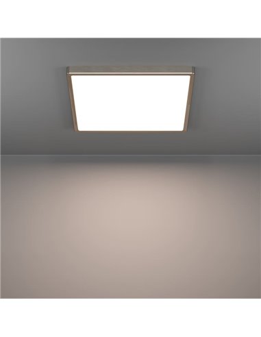 Plafón LED de superficie cuadrado níquel mate FUEVA 6 390×390mm, 17,5W 2800Lm, CCT (2700K-4000K-6500K), IP20