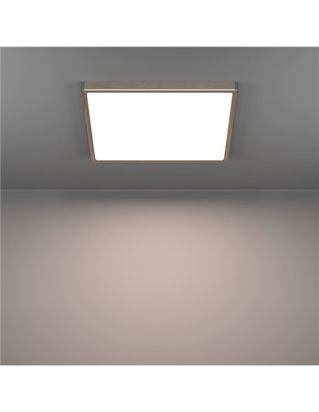 Plafón LED de superficie cuadrado níquel mate FUEVA 6 390×390mm, 17,5W 2800Lm, CCT (2700K-4000K-6500K), IP20