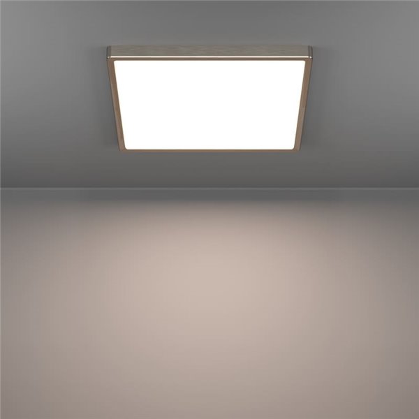 Plafonnier LED carré en saillie, nickel mat, FUEVA 6, 390 x 390 mm, 17,5 W, 2800 lm, CCT (2700K-4000K-6500K), IP20
