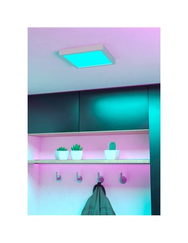 Plafón LED inteligente CONNECT-Z cuadrado blanco FUEVA 6-Z 220×220mm, 10,5W 1600Lm, RGB+CCT (2700K-6500K)