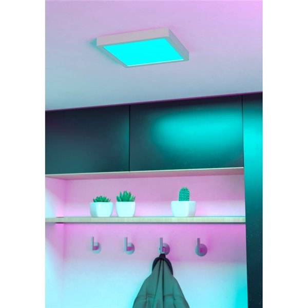 Plafón LED inteligente CONNECT-Z cuadrado blanco FUEVA 6-Z 220×220mm, 10,5W 1600Lm, RGB+CCT (2700K-6500K)