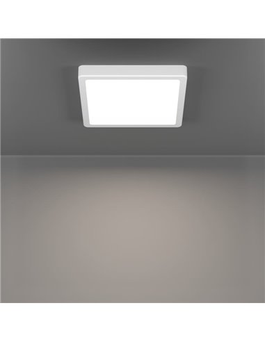 Plafonnier LED intelligent carré blanc FUEVA 6-Z 220 x 220 mm, 10,5 W, 1 600 lm, RGB+CCT (2 700 K-6 500 K)