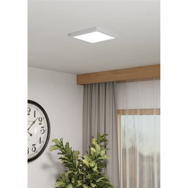 FUEVA 6-Z 220x220mm, 10,5W 1600Lm, RGB+CCT (2700K-6500K), luminária de teto LED inteligente CONNECT-Z quadrada branca