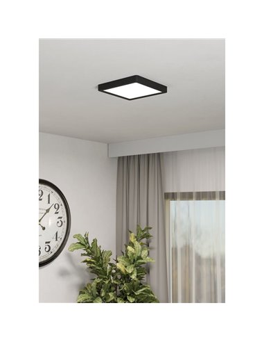 Plafón LED inteligente CONNECT-Z cuadrado negro FUEVA 6-Z 220×220mm, 10,5W 1600Lm, RGB+CCT (2700K-6500K)