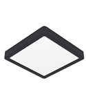 Plafonnier LED intelligent carré noir CONNECT-Z FUEVA 6-Z 220 x 220 mm, 10,5 W, 1 600 lm, RGB+CCT (2 700 K-6 500 K)