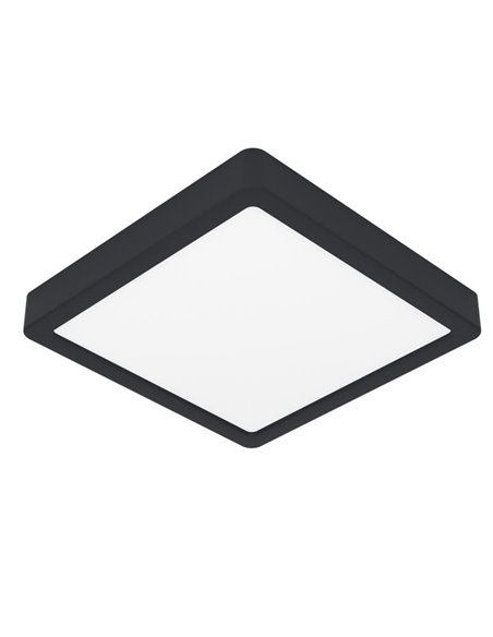 Plafón LED inteligente CONNECT-Z cuadrado negro FUEVA 6-Z 220×220mm, 10,5W 1600Lm, RGB+CCT (2700K-6500K)