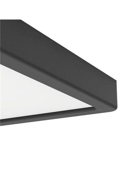 Plafón LED inteligente CONNECT-Z cuadrado negro FUEVA 6-Z 220×220mm, 10,5W 1600Lm, RGB+CCT (2700K-6500K)