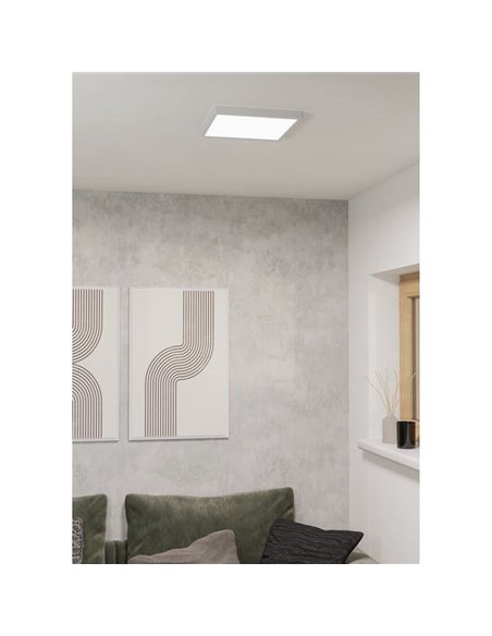 Plafón LED inteligente CONNECT-Z cuadrado blanco FUEVA 6-Z 290×290mm, 13,5W 2000Lm, RGB+CCT (2700K-6500K)