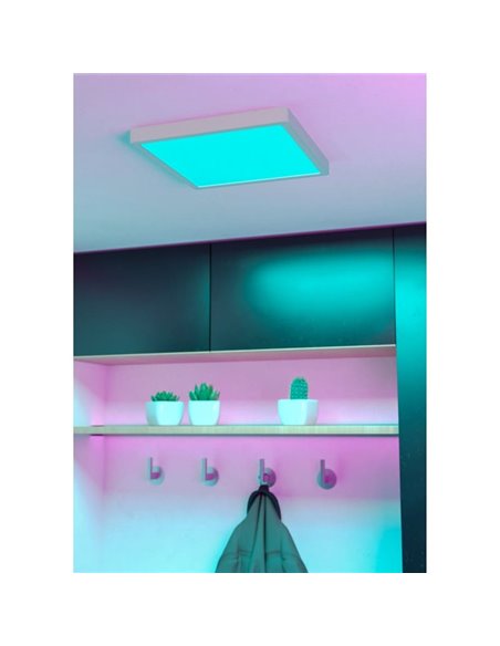 Plafón LED inteligente CONNECT-Z cuadrado blanco FUEVA 6-Z 290×290mm, 13,5W 2000Lm, RGB+CCT (2700K-6500K)