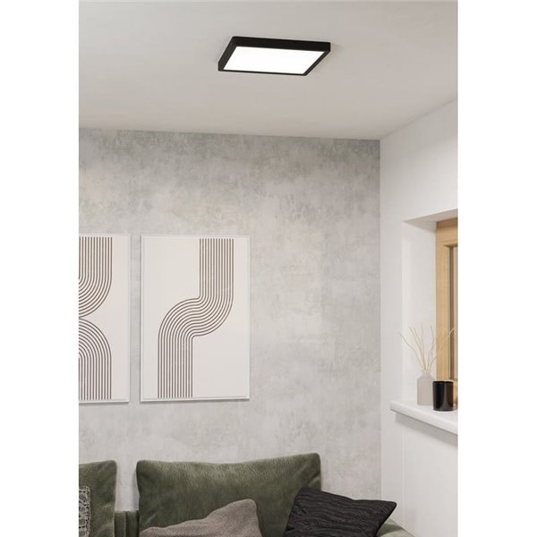 Plafón LED inteligente CONNECT-Z cuadrado negro FUEVA 6-Z 290×290mm, 13,5W 2000Lm, RGB+CCT (2700K-6500K)