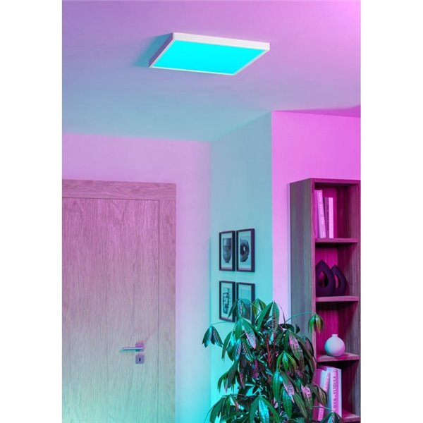 Plafón LED inteligente CONNECT-Z cuadrado blanco FUEVA 6-Z 390×390mm, 17,8W 2700Lm, RGB+CCT (2700K-6500K)