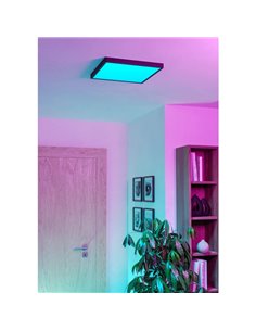 Plafón LED inteligente CONNECT-Z cuadrado negro FUEVA 6-Z 390×390mm, 17,8W 2700Lm, RGB+CCT (2700K-6500K) 2