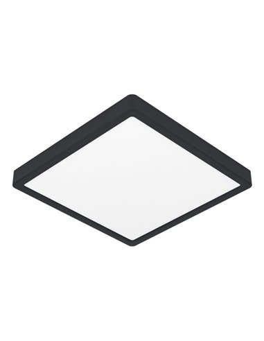 Plafón LED inteligente CONNECT-Z cuadrado negro FUEVA 6-Z 390×390mm, 17,8W 2700Lm, RGB+CCT (2700K-6500K)