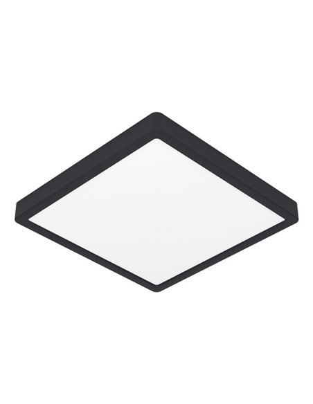 Plafón LED inteligente CONNECT-Z cuadrado negro FUEVA 6-Z 390×390mm, 17,8W 2700Lm, RGB+CCT (2700K-6500K)