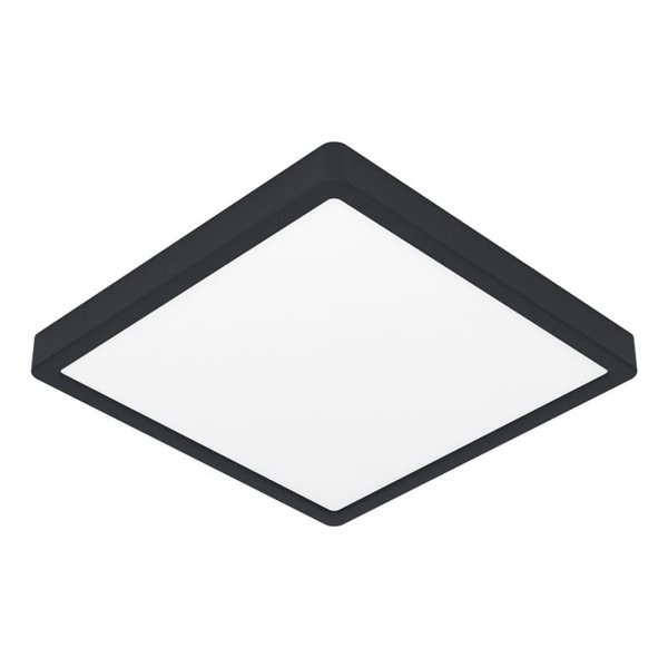 Plafonnier LED intelligent carré noir CONNECT-Z FUEVA 6-Z 390 x 390 mm, 17,8 W, 2 700 lm, RGB+CCT (2 700 K-6 500 K)