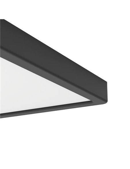 Plafón LED inteligente CONNECT-Z cuadrado negro FUEVA 6-Z 390×390mm, 17,8W 2700Lm, RGB+CCT (2700K-6500K)