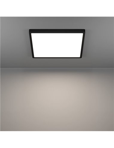 Plafón LED inteligente CONNECT-Z cuadrado negro FUEVA 6-Z 390×390mm, 17,8W 2700Lm, RGB+CCT (2700K-6500K)