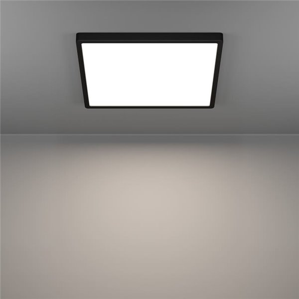 Plafón LED inteligente CONNECT-Z cuadrado negro FUEVA 6-Z 390×390mm, 17,8W 2700Lm, RGB+CCT (2700K-6500K)