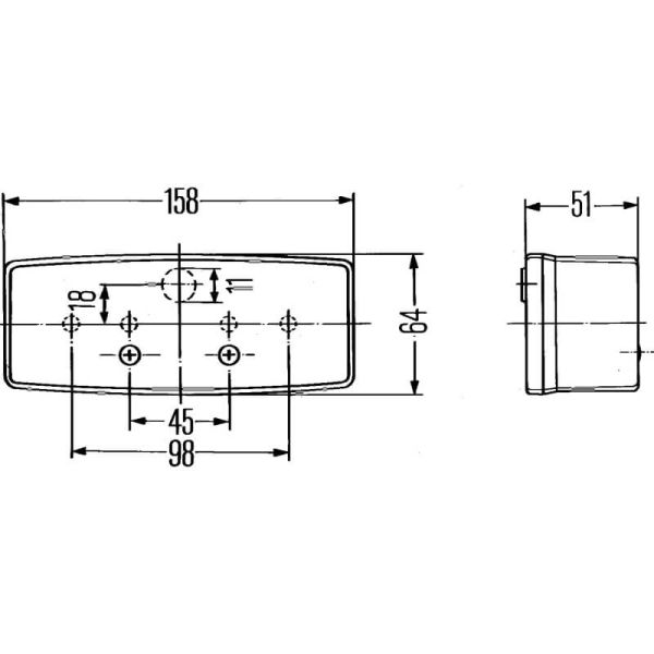 Dimensões Luz Traseira HELLA 2SD 003 184-031 / 041