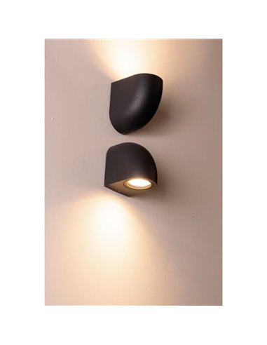 Aplique exterior curvo luz arriba o abajo negro BALDY, GU10 IP66