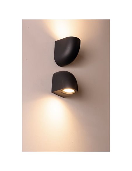 Aplique exterior curvo luz arriba o abajo negro BALDY, GU10 IP66