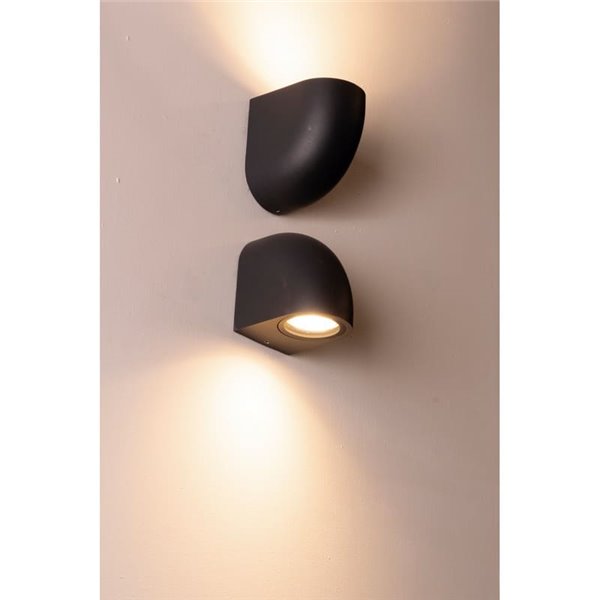 Aplique exterior curvo luz arriba o abajo negro BALDY, GU10 IP66