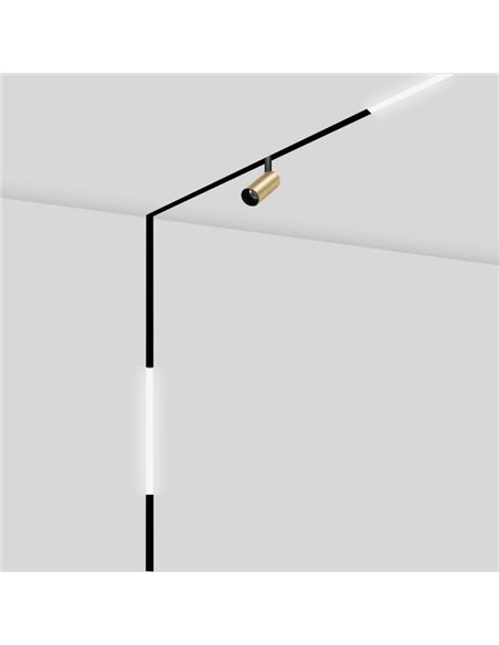 Conector em L 90º branco para trilho embutido MAGNETO, com conexão interna/externa