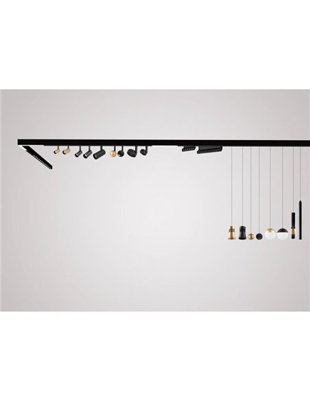 Module linéaire avec 12 spots LED COB MAGNETO DIFFUSER 12W noir 2700K avec régulation TRIAC