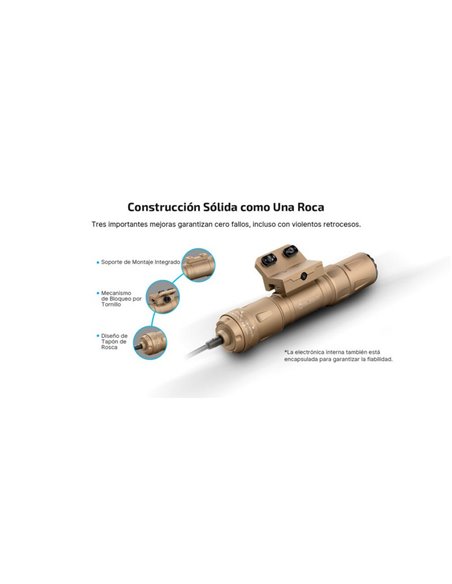 Linterna táctica ODIN S M-LOCK 1500Lm, 250m alcance, IPX8, modo estroboscópico Marrón