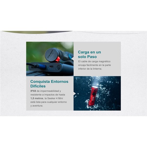 Lampe torche EDC rechargeable SEEKER 4 Mini 1 200 lm avec lumière blanche + UV 365 nm IPX8 et charge magnétique