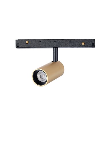Spot LED de pista magnética MAGNETO preto/preto-ouro 7W 2700K com Regulamento TRIAC