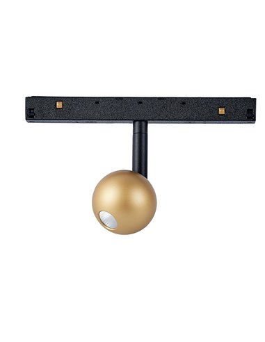 Spot LED boule pour rail MAGNETO, 7W 2700K avec variateur TRIAC noir/noir-or