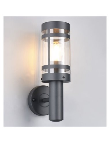 Aplique para pared PALOMA estilo farolillo, bombilla excl. 1x E27 max. 28W IP44 Antracita
