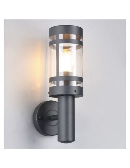 Aplique para pared PALOMA estilo farolillo, bombilla excl. 1x E27 max. 28W IP44 Antracita