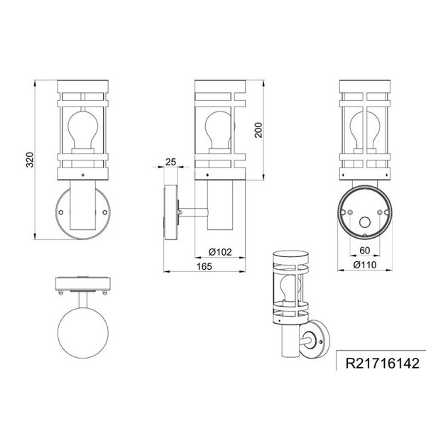Aplique para pared PALOMA estilo farolillo, bombilla excl. 1x E27 max. 28W IP44 Antracita