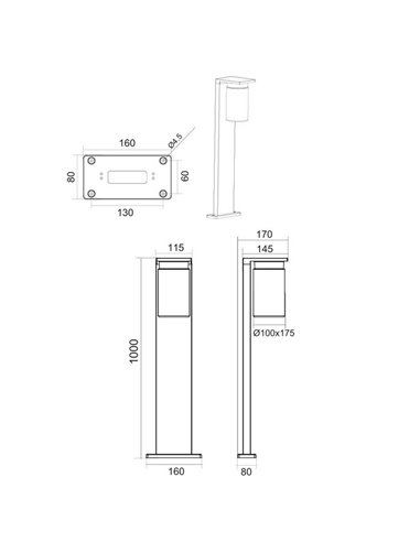Poste exterior ARDILA 100cm, sensor de oscuridad e interruptor integrado, excl. 1x E27 max. 40W IP44 Madera