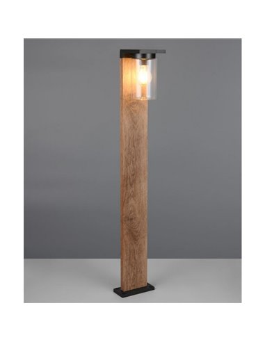 Poteau extérieur ARDILA 100cm, capteur d'obscurité et interrupteur intégré, excl. 1x E27 max. Bois 40W IP44