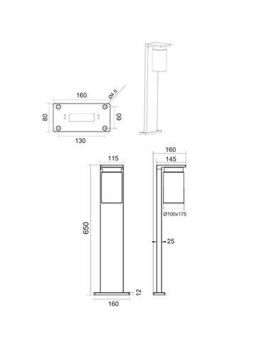 Farol externo ARDILA de 65 cm, com sensor de escuridão, lâmpada excl. 1x E27 máx. 40W IP44 Madeira
