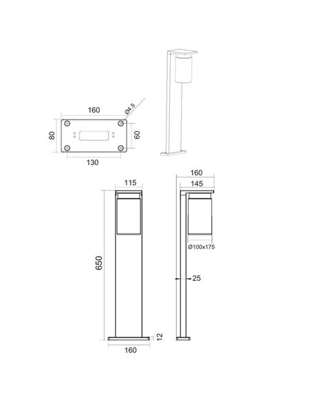 Farol externo ARDILA de 65 cm, com sensor de escuridão, lâmpada excl. 1x E27 máx. 40W IP44 Madeira