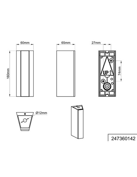 Luminária de parede LED MARNE, 16 cm, luz ascendente e descendente, 5,5 W, 600 lm, 3000 K, IP44, antracite