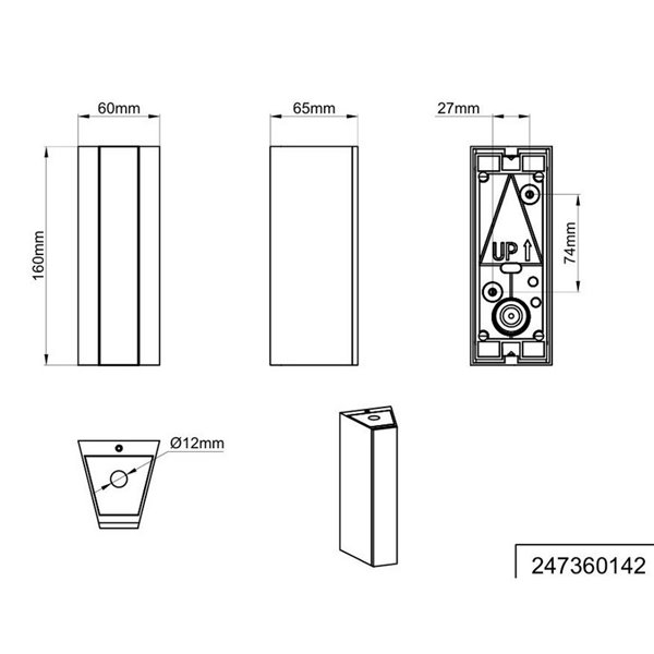 Luminária de parede LED MARNE, 16 cm, luz ascendente e descendente, 5,5 W, 600 lm, 3000 K, IP44, antracite