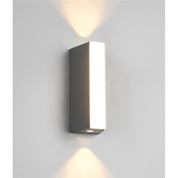 Aplique de pared LED MARNE 16cm, luz arriba y abajo, 5,5W 600lm, 3000K IP44 Antracita