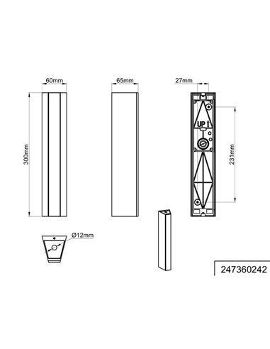 Aplique pared exterior MARNE grande 30cm, luz arriba y abajo, 8,5W 1000lm, 3000K IP44 Antracita