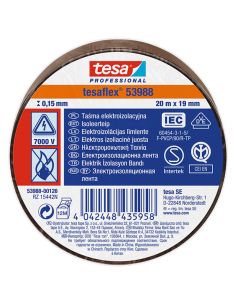 Fita isolante marrom aprovada pela Tesa Professional 53988, 19 mm x 20 m | Alta resistência elétrica