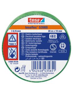 Cinta Aislante Homologada Verde Tesa 53988 19mm x 20m Tesa Professional 53988 | Alta Resistencia Eléctrica