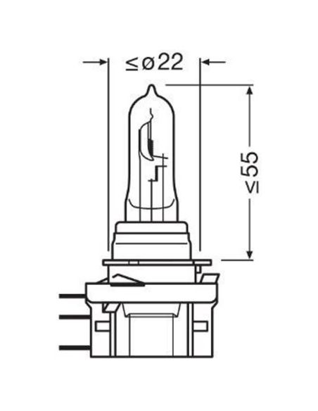 Dimensions de l'ampoule halogène H15 24 V OSRAM ORIGINAL LINE 64177 pour camions