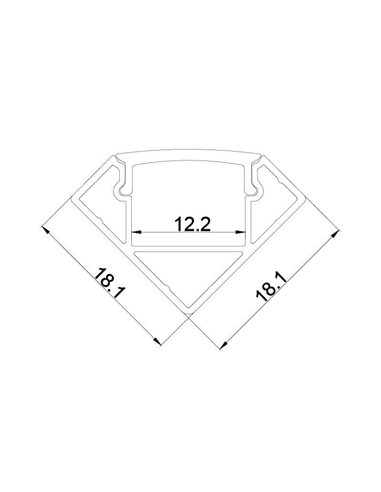 Perfil de alumínio de canto preto 2000 * 18 * 18mm - TIRAS DE LED -